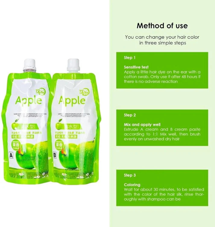 Apple Hair Color 96 Natural Black Ammonia Free for Men and Women 1000 ml